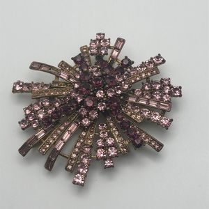 Stunning Sparkling Vintage Purple Pink Rhinestone Pendant Brooch